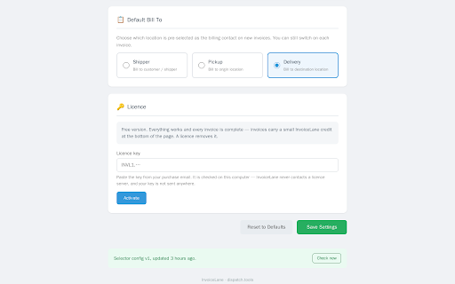 InvoiceLane :: Create a finished invoice from a ProABD order page in one click. Independent tool, not affiliated with ProABD.