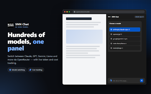 SNN Chat - AI Assistant :: Chat with any webpage from Chrome's side panel. Summarize, explain and ask questions using any AI model via OpenRouter.
