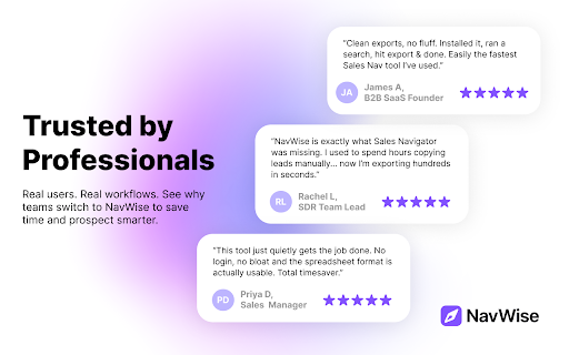 NavWise: Prospect List Exporter :: Export full lead search results into clean, structured spreadsheets. Save time and streamline your prospecting workflow, instantly.