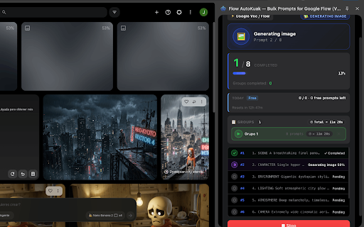 Flow AutoKuak — Bulk Prompts for Google Flow (Veo) & AI Video Downloader :: Send prompts at scale to Google Flow (Veo) and download the generated videos.