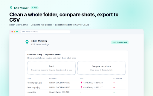 EXIF Viewer - Photo Metadata, GPS & Remover :: View photo EXIF metadata, camera settings & GPS on a map. Remove EXIF data before sharing. 100% local, nothing is uploaded.