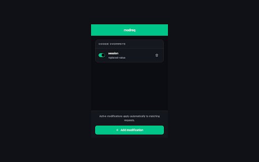 modreq - Modify HTTP Headers :: Modify HTTP request headers and cookies. Replace or append headers, override cookies. Free ModHeader alternative.