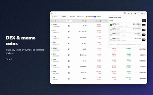 COMO: Crypto Price Tracker & Bitcoin Ticker – Alerts, Portfolio :: Live Bitcoin & crypto prices from 9 major exchanges, with price alerts, portfolio profit/loss, charts and a toolbar price badge.