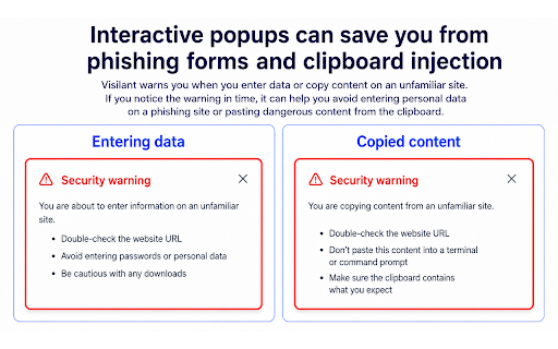 Visilant :: Protection against lookalike and impersonation sites (homograph attacks & clone phishing) based on your personal visit history