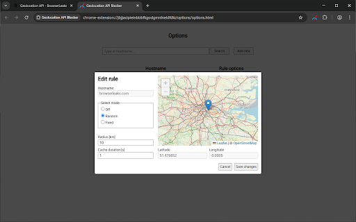 Geolocation API Blocker :: A simple extension for overriding the browser's Geolocation API.