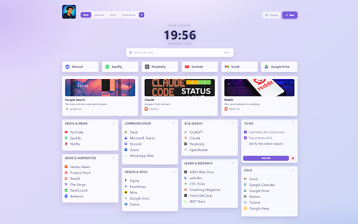ReadyTab - New Tab Dashboard & Launcher :: New tab dashboard with link boards, workspaces, spotlight search, desktop launcher & shareable boards. Your browser command center.