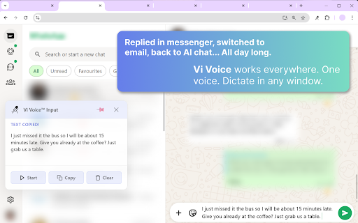 Vi Voice - Voice Input Assistant :: Speech-to-text dictation with AI punctuation. Voice typing in 11 languages. Instant transcription. GDPR compliant & private.