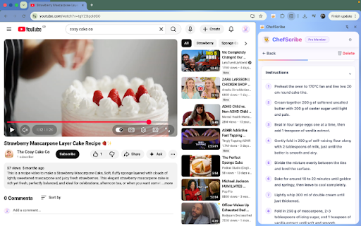 ChefScribe :: Extract recipes from YouTube cooking videos into structured recipe cards.