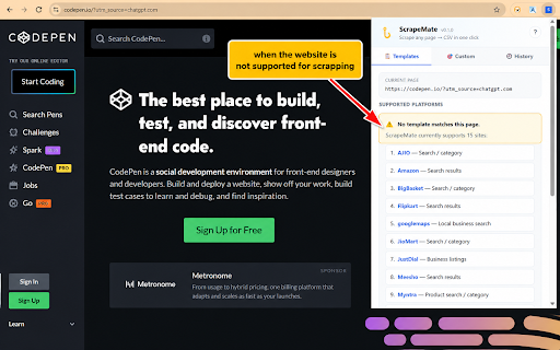 ScrapeMate: Web Scraper – Tables, Lists & Search Results to CSV/Excel :: Scrape web tables, lists, or search results to CSV/Excel in one click. Templates for known sites. Custom picker for others.