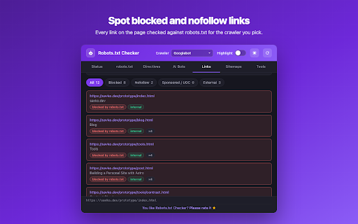 Robots.txt Checker — Indexability & AI Crawler Rules :: Check robots.txt, meta robots, X-Robots-Tag and AI crawler access (GPTBot, ClaudeBot, Google-Extended) for any URL.