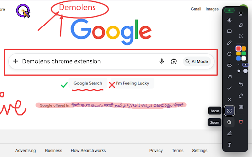 Demolens - Annotate, Zoom & Record on Screen :: Draw, annotate, highlight, zoom, record & overlay on any webpage with hotkeys - for live SaaS demos, sales, teaching & webinars.