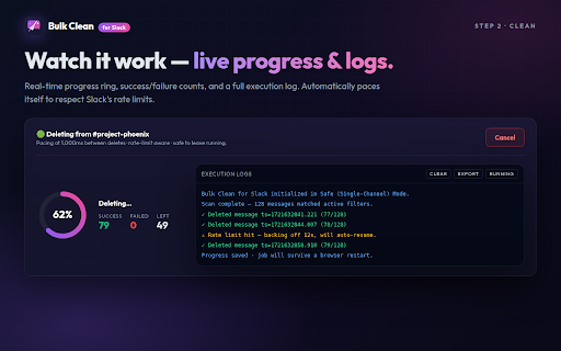 Bulk Clean for Slack :: Bulk delete and clean your Slack messages in channels and DMs with advanced filters, threads, and safety controls.