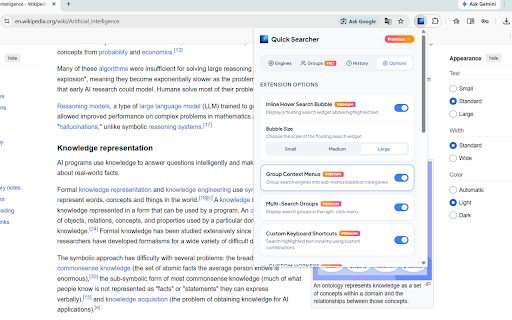 Right-Click Quick Searcher :: Highlight text and right-click to search across your favorite or custom search engines instantly.