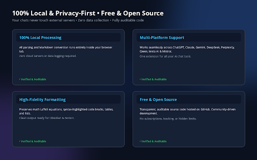 AI Chat Exporter - Free, Private, OpenSource :: Export AI chats from ChatGPT, Claude, Gemini & more to Markdown or JSON.