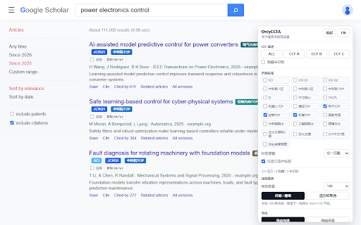OnlyCCFA :: Filters Google Scholar and Semantic Scholar, exports reliable BibTeX, and keeps noisy results out.