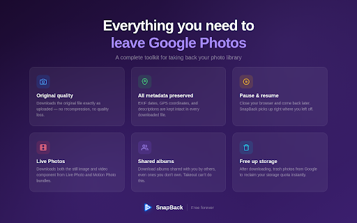 Snapback - Google Photos Downloader :: Backup your Google Photos library to your computer