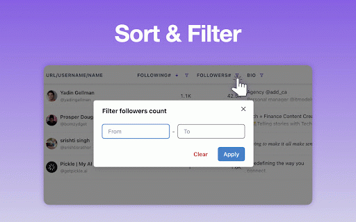 TikTok Follower Export Tool - Free Extractor by exporter24 :: Export TikTok following & followers with email and detailed information, filter and sort by your needs. Free and unlimited.