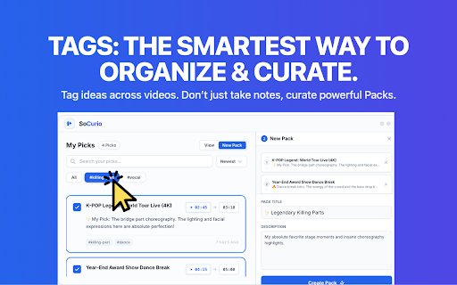 SoCurio: Smart YouTube notes & Timestamps :: The ultimate productivity tool for YouTube. Capture exact timestamps, take instant notes, and organize your insights with tags.