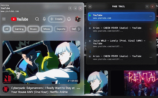 Current Tab History - In-Page Trail :: Stop losing your place in a tab. See your current tab history, preview earlier pages, and jump back without repeated Back clicks.