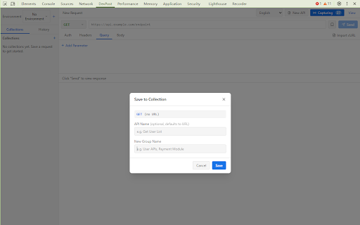 DevPost - API Debugger for DevTools :: API debugger inside Chrome DevTools. Send requests, capture network traffic, manage collections and environments — no tab switching.