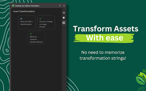 Iceberg, by Lettuce Commerce :: Map your Salsify channels with ease. An easy to use AI-powered side panel that let's you write Salsify formulas faster than ever.