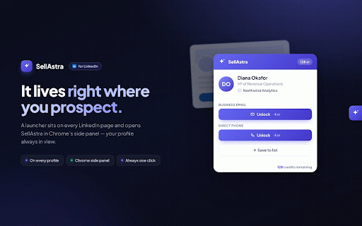 Sellastra: Free B2B Phone Number & Email Finder :: Find verified B2B phone numbers & work emails on any LinkedIn profile. Start free — save leads to your CRM in one click.