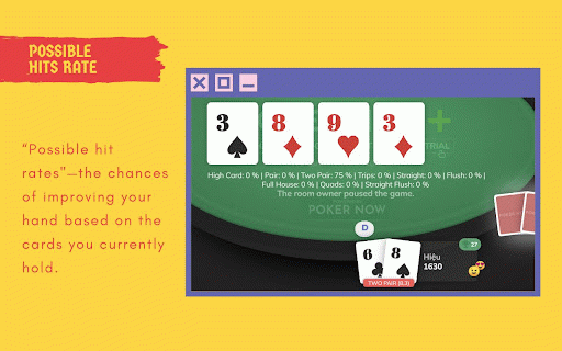 Poker Now Odds Calculator :: This extension adds a odds calculator widget to the Poker Now website.