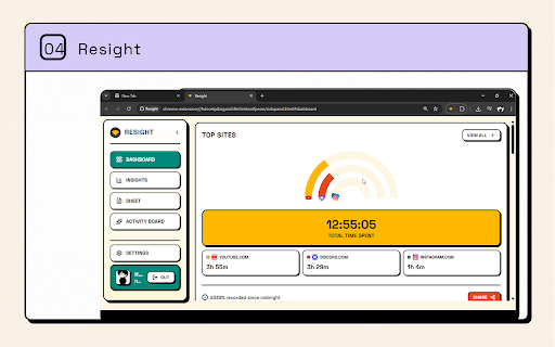 Resight :: Understand and track how you spend your time on the web with insightful daily, weekly, and yearly browsing patterns.