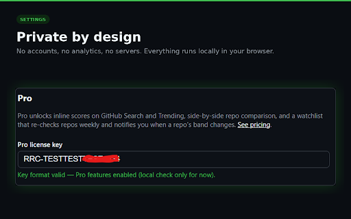 Repo Reality Check :: Scores GitHub repositories for credibility: bus factor, star anomalies, staleness, README red flags, and license warnings.