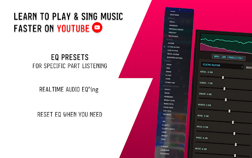 ToneZynk: YouTube EQ, Spatial Isolation & Speed Control :: Real-time YouTube EQ tool with A–B looping, speed control, EQ, spatial isolation (STEREO, L & R) and presets for music practice.
