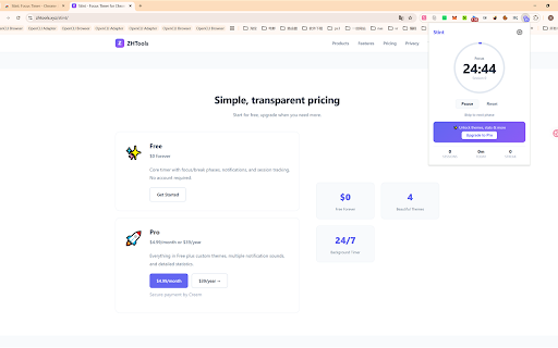 Focus Timer — Stint: Pomodoro Timer for Chrome :: Pomodoro focus timer that runs in background. Customizable breaks, session tracking, and themes. Start focused, one stint at a time.