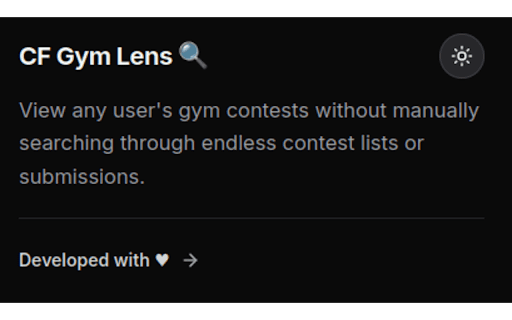 CF Gym Lens :: Adds a Gyms tab to Codeforces user profiles showing gym participation history