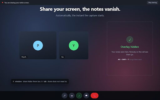 Interview Teleprompter :: Read your notes during video calls. Sections, a pop-out window, and auto-hide the moment you share a screen that shows them.