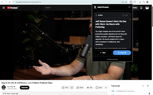MakeThreads - YouTube to Twitter :: Generate viral Twitter threads, single tweets, and articles from YouTube videos instantly.