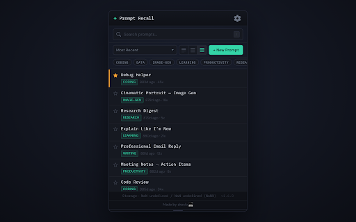 Prompt Recall: AI Prompt Manager :: Capture, save, organize, and reuse AI prompts for ChatGPT, Claude, Gemini, and others.