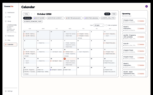 CourseLite :: Reads the course page you are on and turns its own material into study help: answers, flashcards, practice tests and study plans.