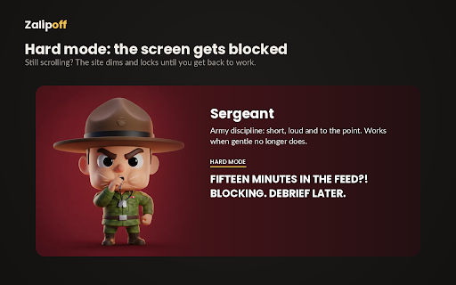 ZalipOff: Website Blocker & Focus Coach - Stop Doomscrolling :: A focus-first browser companion that blocks distracting URLs during focus sessions.
