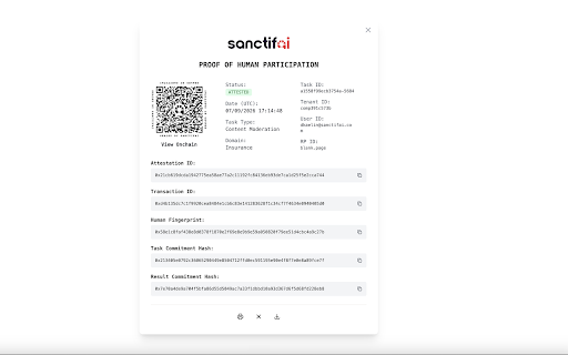 SanctifAI Trust Proof of Human (PoH) v2.0.4 :: Proof of Human verification for SanctifAI Trust platform