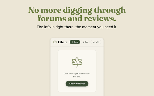 Ethara - Browse in line with your values :: Stop funding brands that pollute, exploit or scam. Know in one click if a site deserves your attention.