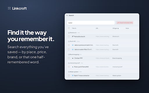 Linkcroft :: Bookmark manager: save useful pages as detailed cards, lists and dashboards — then arrange everything the way you think.