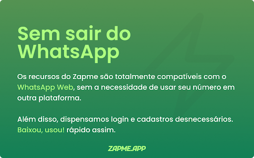 Zapme para WhatsApp Web – Nome do atendente automático :: Nome personalizado, respostas rápidas, transferência de conversas e ferramentas para organizar seu atendimento