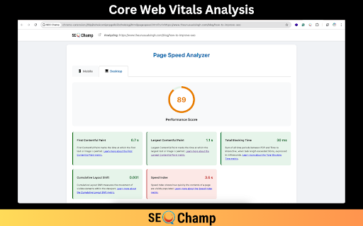 SEO Champ :: Perform SEO audits including On-Page SEO, Broken Link analysis, Page Speed analysis, Server Response check, and SERP analysis.