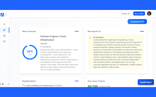 Abeni AI :: Analyse your CV against any job posting in seconds — no login required.