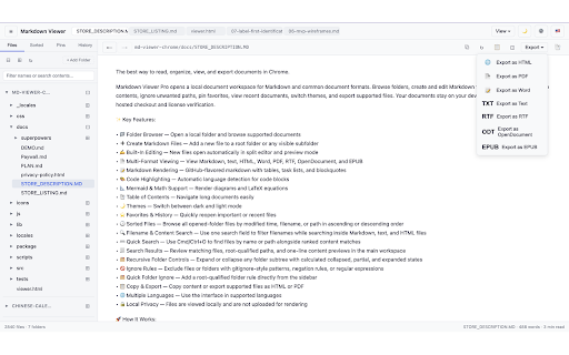 Markdown Viewer :: View and browse Markdown documents from local folders with a rich sidebar, history, and table of contents.