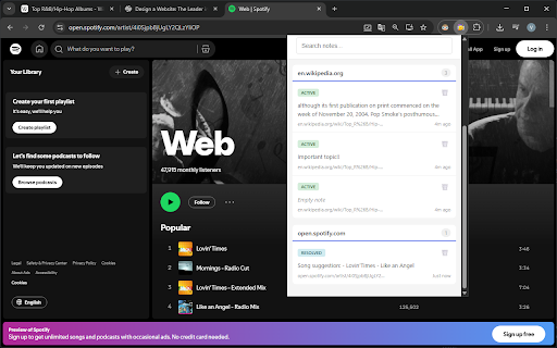 NoteWise :: Create, view, and manage visual notes directly on web pages. All notes are stored locally.