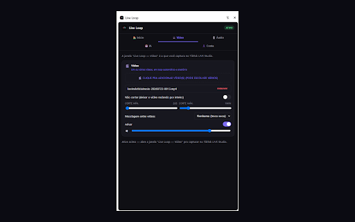 Live Loop :: Painel de apoio para LIVE no TikTok Shop: automações, respostas de chat com IA e vídeo/áudio opcional no lugar da câmera/microfone.