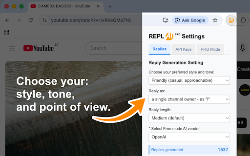 Replai: AI Replies for YouTube Comments :: Instantly generate context-aware AI replies for YouTube comments. Save hours, boost engagement, and grow your channel faster.