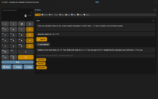 TheQuickCalculator :: A lightweight popup calculator with add, subtract, multiply, divide, and more.