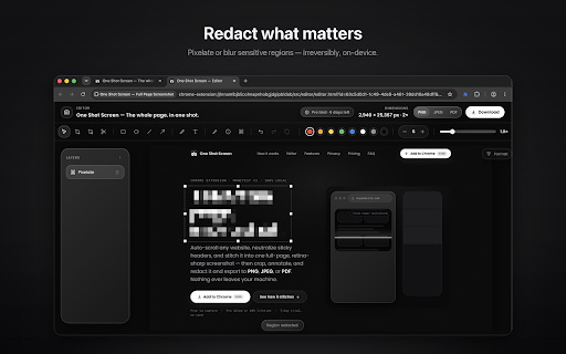 One Shot Screen — Full Page Screenshot :: Capture full-page HD screenshots, then crop, annotate, blur, frame, and export as PNG, JPEG, or PDF — all on your device.