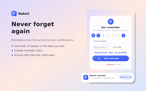 Noteit — Notes, To-Do List & Reminders :: Fast, private notes in your browser. Rich text, checklists, tables, reminders, web clipper, and export to TXT/MD/PDF.